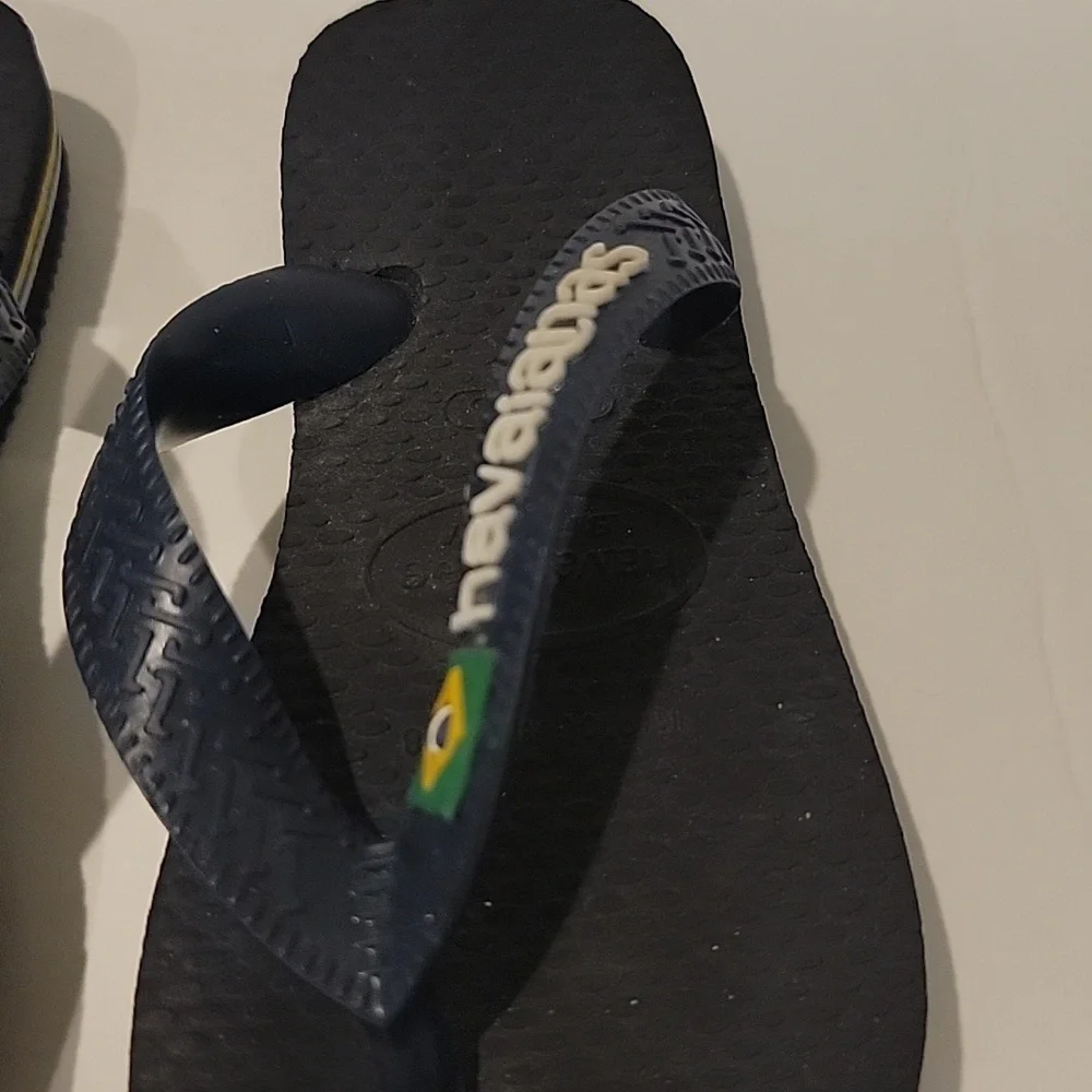 New BABY BRAZIL LOGO FLIP FLOPS NAVY BLUE size 25-26 usa 9/10c blue flip sandal